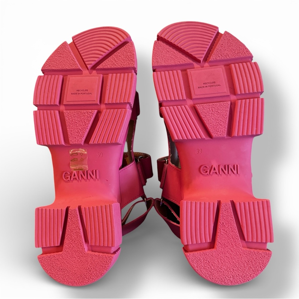 Ganni Hot Pink Chunky Platform Sandals - Picture 12 of 14